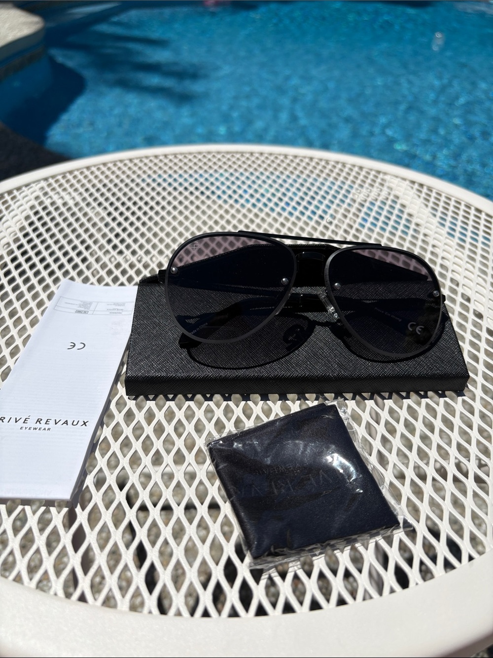 Prive Renaud Black Aviator Sunglasses with Collapsable Case